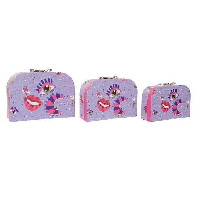 Set dekorativer Karten DKD Home Decor Metall Lila Pappe (28 x 9,5 x 20 cm)
