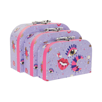 Set dekorativer Karten DKD Home Decor Metall Lila Pappe (28 x 9,5 x 20 cm)