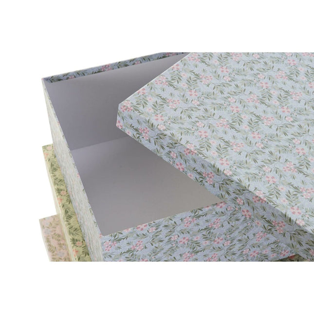 Satz stapelbarer Organizerboxen DKD Home Decor Blomster Pappe (43,5 x 33,5 x 15,5 cm)