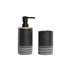 Badezimmer Set DKD Home Decor natürlich Aluminium Harz Dunkelgrau Bambus (7 x 7 x 18 cm)