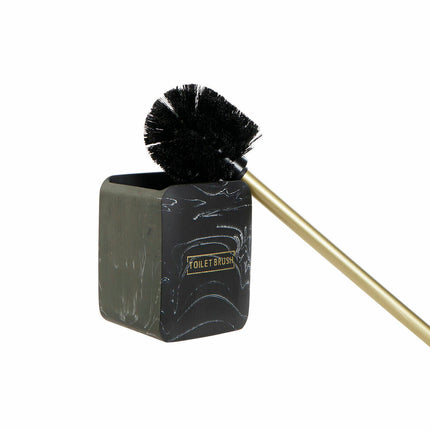 Toilettenbürste DKD Home Decor Schwarz Gold Metall Harz Marmor (9,5 x 9,5 x 37 cm)