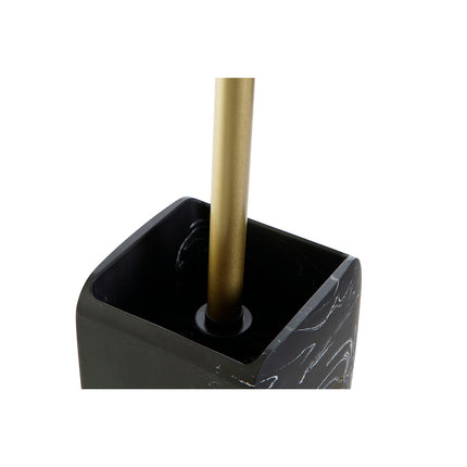 Toilettenbürste DKD Home Decor Schwarz Gold Metall Harz Marmor (9,5 x 9,5 x 37 cm)