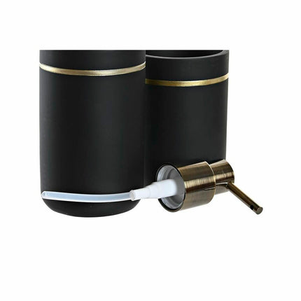 Badezimmer Set DKD Home Decor Schwarz Gold Harz (10 cm) (7 x 7 x 17 cm)
