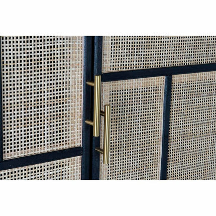 Anrichte DKD Home Decor Schwarz Paulonia-Holz natürlich MDF Rattan (80 x 40 x 145 cm)