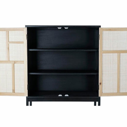 Anrichte DKD Home Decor Schwarz Paulonia-Holz natürlich MDF Rattan (80 x 40 x 145 cm)