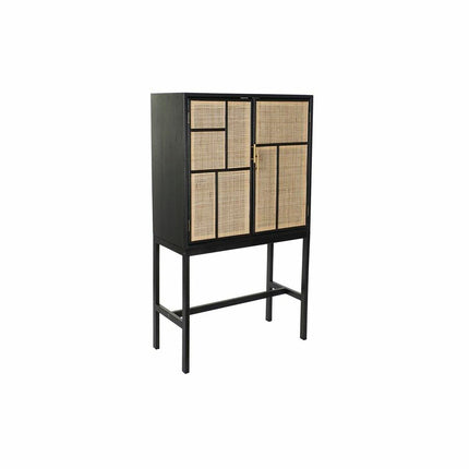 Anrichte DKD Home Decor Schwarz Paulonia-Holz natürlich MDF Rattan (80 x 40 x 145 cm)