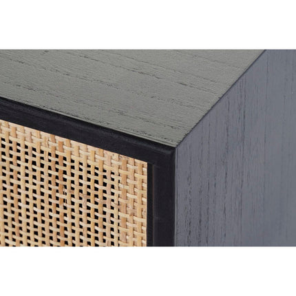 Anrichte DKD Home Decor natürlich Schwarz MDF Rattan Paulonia-Holz (80 x 38 x 50 cm)