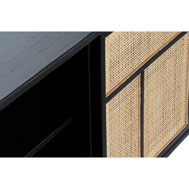 Anrichte DKD Home Decor natürlich Schwarz MDF Rattan Paulonia-Holz (80 x 38 x 50 cm)