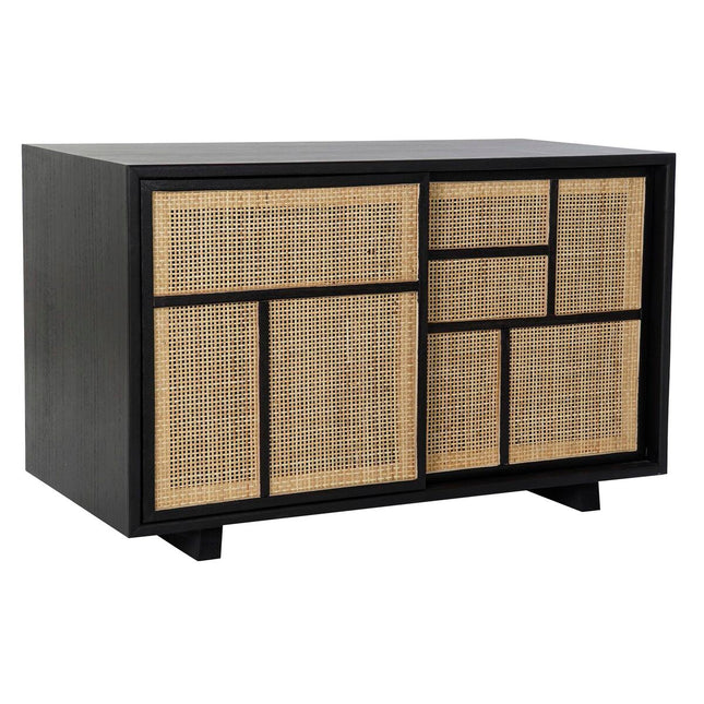 Anrichte DKD Home Decor natürlich Schwarz MDF Rattan Paulonia-Holz (80 x 38 x 50 cm)