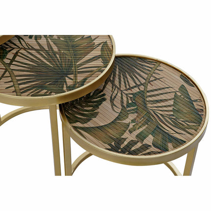 Set mit 3 Tischen DKD Home Decor Gold Metall grün Holz MDF (47 x 47 x 50 cm)