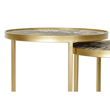 Set mit 3 Tischen DKD Home Decor Gold Metall grün Holz MDF (47 x 47 x 50 cm)