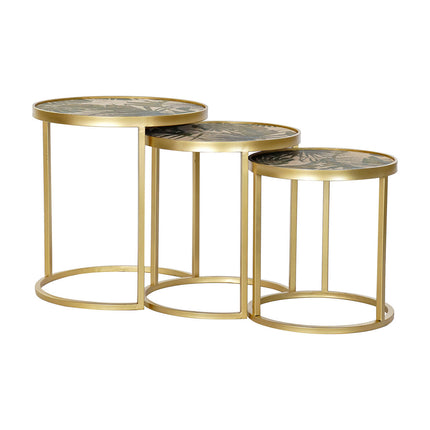 Set mit 3 Tischen DKD Home Decor Gold Metall grün Holz MDF (47 x 47 x 50 cm)