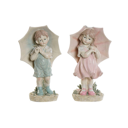 Deko-Figur DKD Home Decor 28 x 20 x 48,5 cm Blau Rosa Kind (2 Stück)
