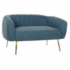 Sofa DKD Home Decor Schaum Blau Gold Metall Holz 129 x 75 x 73 cm