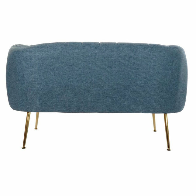 Sofa DKD Home Decor Schaum Blau Gold Metall Holz 129 x 75 x 73 cm