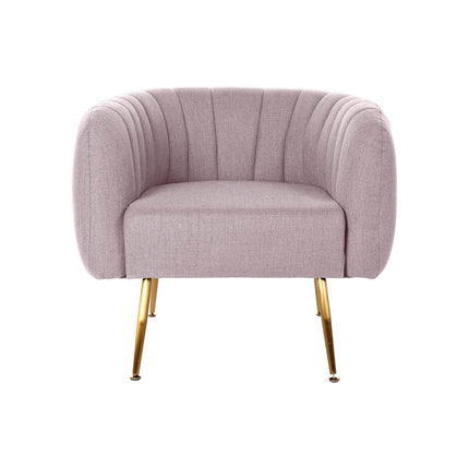 Sessel DKD Home Decor Schaum Rosa Golden Metall Holz Polyester (81 x 75 x 73 cm)