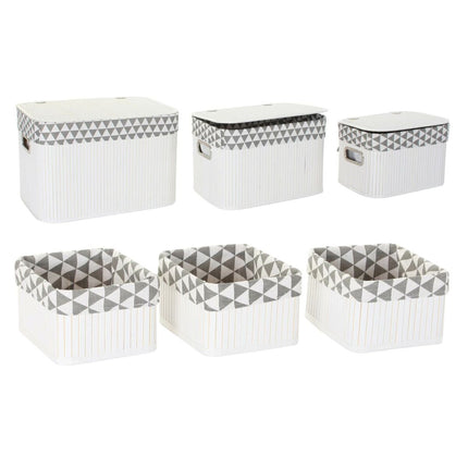Korb-Set DKD Home Decor Polyester Baumwolle MDF Bambus (51 x 35 x 33 cm)