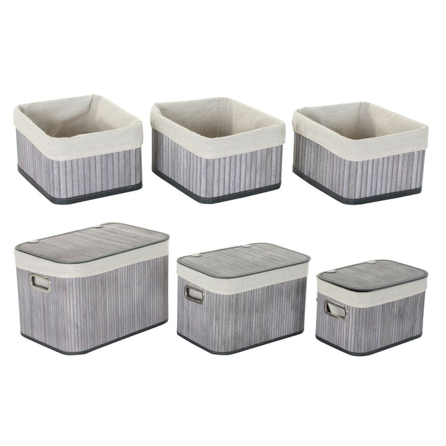 Korb-Set DKD Home Decor Polyester Baumwolle MDF Bambus (51 x 35 x 33 cm)
