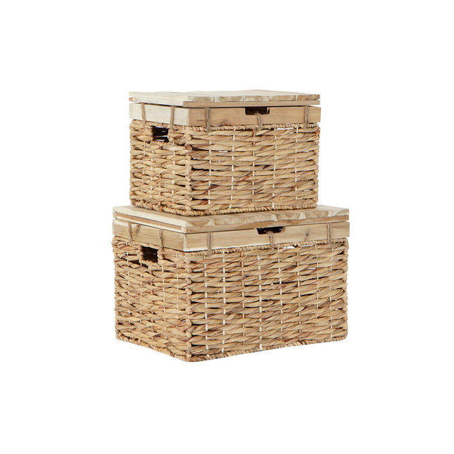 Set dekorativer Karten DKD Home Decor Bunt natürlich Holz Metall Boho 55 x 37 x 37 cm 55 x 37 x 36,5 cm