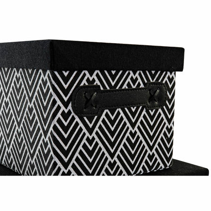 Satz stapelbarer Organizerboxen DKD Home Decor Schwarz Grau Dunkelgrau 40 x 30 x 20 cm