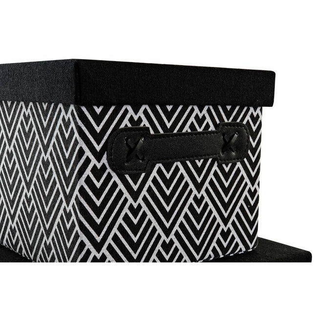 Satz stapelbarer Organizerboxen DKD Home Decor Schwarz Grau Dunkelgrau 40 x 30 x 20 cm