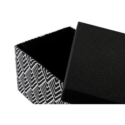Satz stapelbarer Organizerboxen DKD Home Decor Schwarz Grau Dunkelgrau 40 x 30 x 20 cm