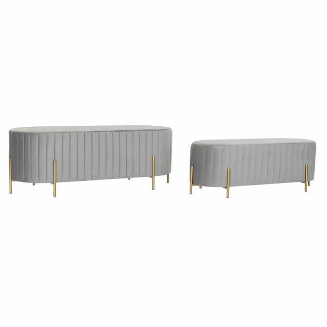 Hocker DKD Home Decor   Grau Gold Metall (123 x 50 x 45 cm)
