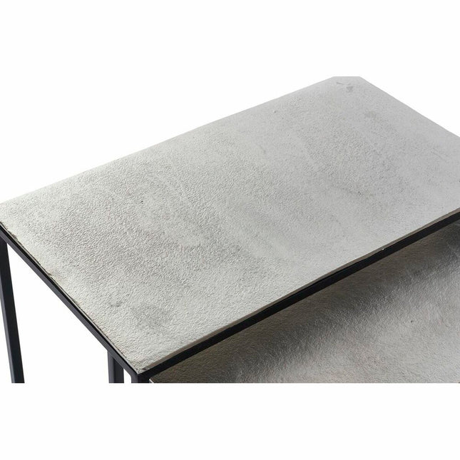 3er-Set Tischchen DKD Home Decor Silberfarben Schwarz Metall Aluminium Moderne (50,5 x 28,5 x 59 cm) (1) (3 pcs) (3 Stück)
