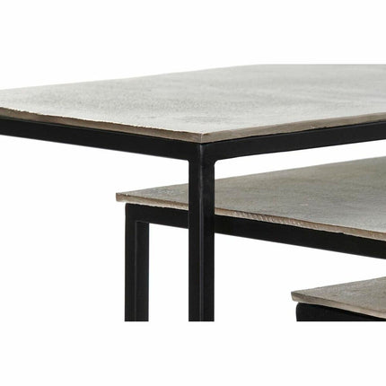 3er-Set Tischchen DKD Home Decor Silberfarben Schwarz Metall Aluminium Moderne (50,5 x 28,5 x 59 cm) (1) (3 pcs) (3 Stück)
