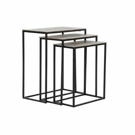 3er-Set Tischchen DKD Home Decor Silberfarben Schwarz Metall Aluminium Moderne (50,5 x 28,5 x 59 cm) (1) (3 pcs) (3 Stück)
