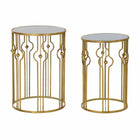 Beistelltisch DKD Home Decor Spiegel Schwarz Metall Helles Kupferbraun (39 x 39 x 55 cm) (2 pcs)