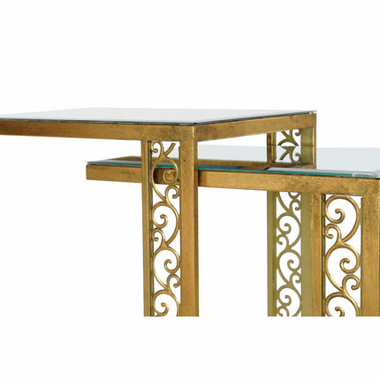 Beistelltisch DKD Home Decor 42 x 32 x 55 cm Spiegel Metall Kupfer