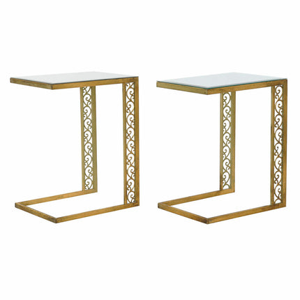 Beistelltisch DKD Home Decor 42 x 32 x 55 cm Spiegel Metall Kupfer