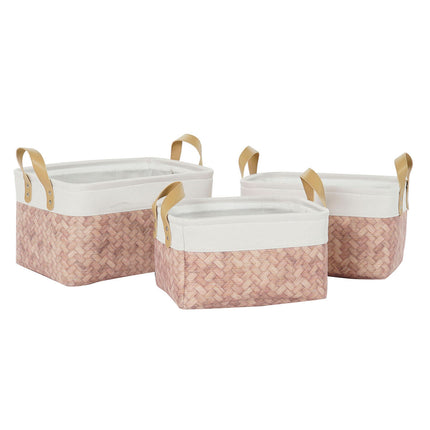 Korb-Set DKD Home Decor 36 x 36 x 20 cm Leinwand Polyester