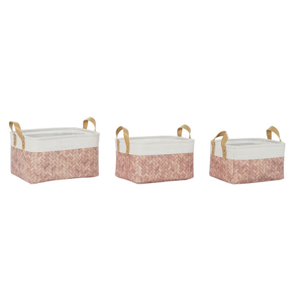 Korb-Set DKD Home Decor 36 x 36 x 20 cm Leinwand Polyester