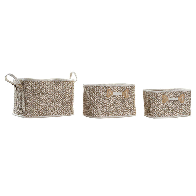 Korb-Set DKD Home Decor Baumwolle Jute (41 x 31 x 27 cm)