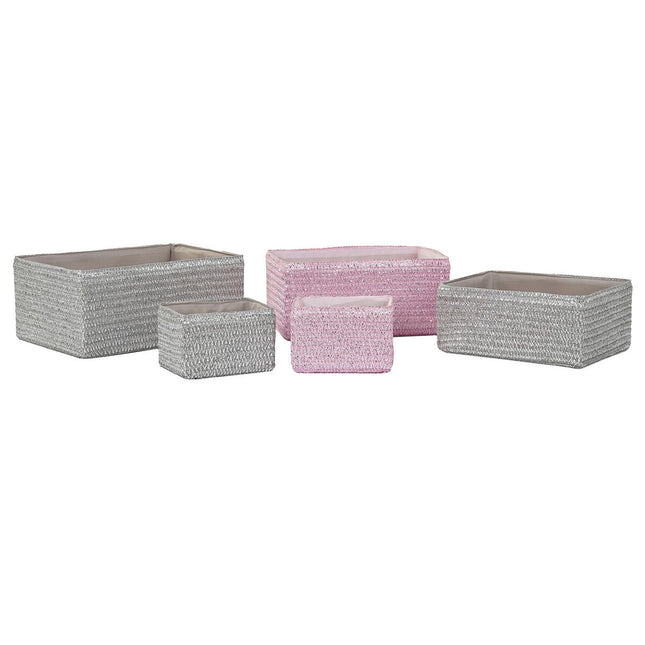Korb-Set DKD Home Decor Grau Rosa Aluminium PP (41 x 29 x 18 cm)