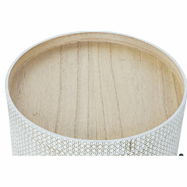 Beistelltisch DKD Home Decor Gold Metall Braun Weiß Holz MDF (45 x 45 x 39 cm)