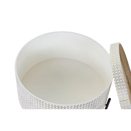 Beistelltisch DKD Home Decor Gold Metall Braun Weiß Holz MDF (45 x 45 x 39 cm)