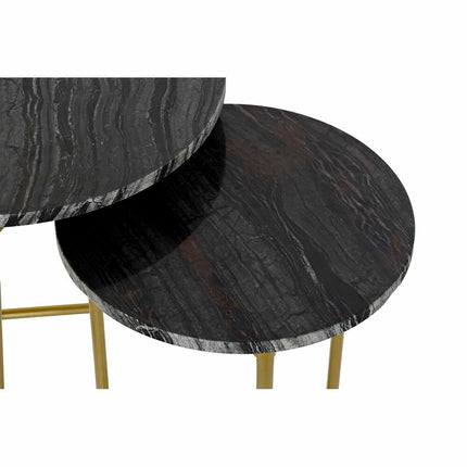 2nd-Set Tischchen DKD Home Decor Schwarz Gold Metall Marmor (40 x 40 x 45 cm)