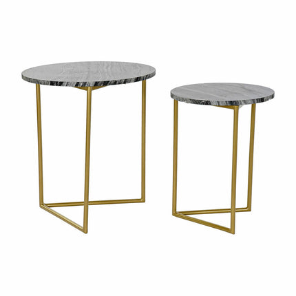 2nd-Set Tischchen DKD Home Decor Schwarz Gold Metall Marmor (40 x 40 x 45 cm)