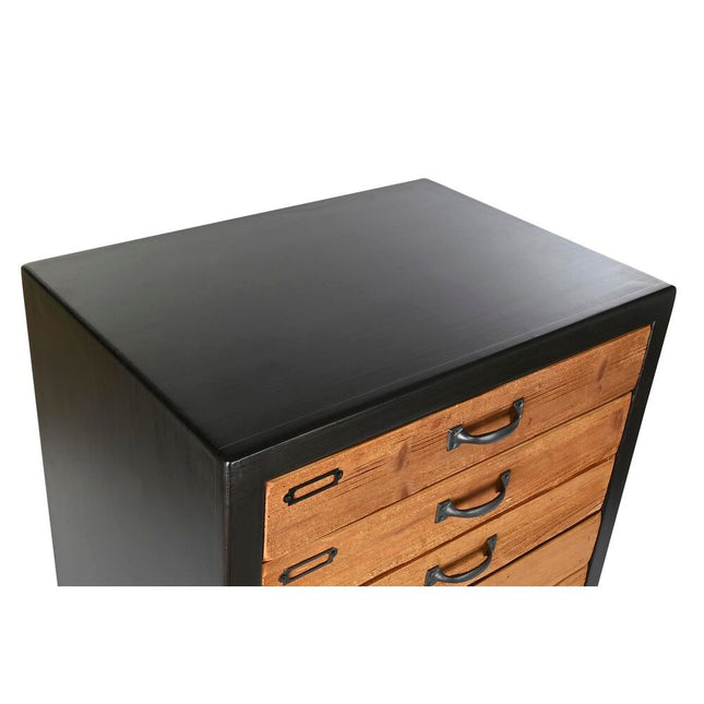 Schubladenschrank DKD Home Decor Tanne natürlich Schwarz Vintage (57 x 40 x 111 cm)