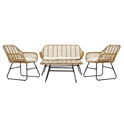 Gartenbank DKD Home Decor Braun Metall Polyester Synthetischer Rattan (124 x 74 x 84 cm)