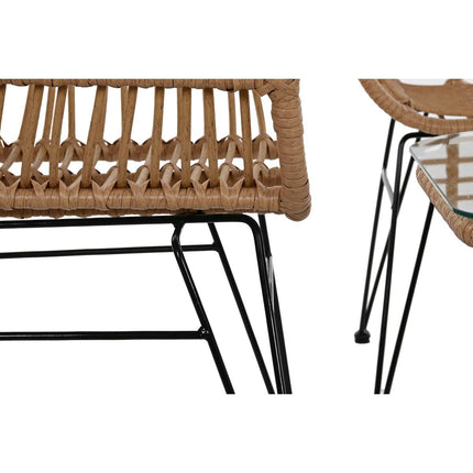 Wohnzimmer Sitzgruppe mit Tisch DKD Home Decor Kristall Synthetischer Rattan Stahl (116 x 60 x 80 cm)