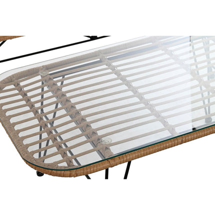 Wohnzimmer Sitzgruppe mit Tisch DKD Home Decor Kristall Synthetischer Rattan Stahl (116 x 60 x 80 cm)