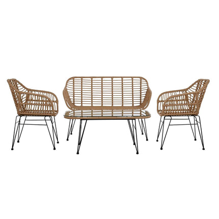 Wohnzimmer Sitzgruppe mit Tisch DKD Home Decor Kristall Synthetischer Rattan Stahl (116 x 60 x 80 cm)
