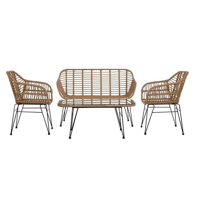 Wohnzimmer Sitzgruppe mit Tisch DKD Home Decor Kristall Synthetischer Rattan Stahl (116 x 60 x 80 cm)