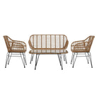 Wohnzimmer Sitzgruppe mit Tisch DKD Home Decor Kristall Synthetischer Rattan Stahl (116 x 60 x 80 cm)