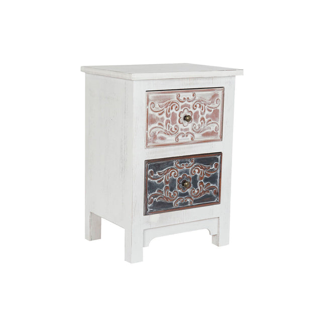 Nachttisch DKD Home Decor weiß blumig Holz (48 x 36 x 67 cm)