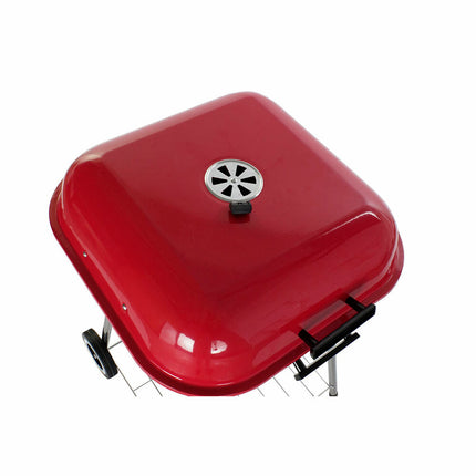 Kohlegrill mit Deckel und Rädern DKD Home Decor Rot 60 x 57 x 80 cm Stahl (60 x 57 x 80 cm)